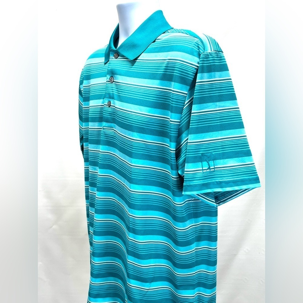 PGA TOUR Men’s Teal‎ stripe AirFlux polo golf shirt size L. - Picture 3 of 12
